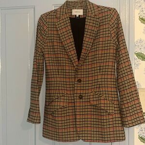 Women’s tan, red, and black cotton blazer by CURRENT/ELLIOTT. Size 0